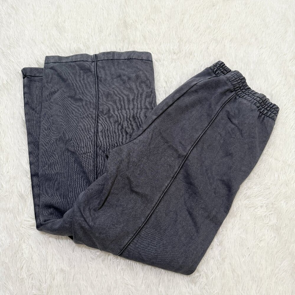 Women GAP Seamed Wide-Leg Sweatpants Mid Rise Classic Fit Dark Blue Size Large